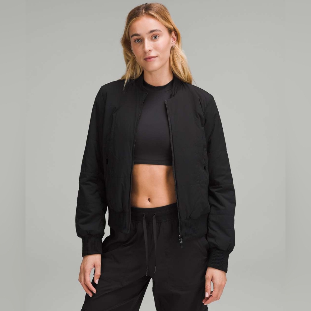 Lululemon Womens Reversible Insulated Bomber Jacket Black Like New